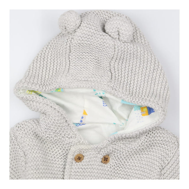 Cardigan grey hood ears white woodland lining