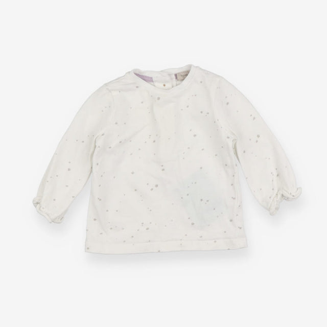White long sleeve t-shirt with grey speckle