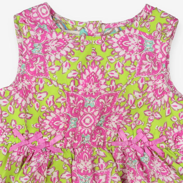 Dress Party Lime and Pink Print