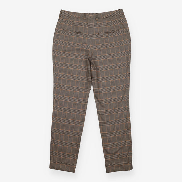 Checked Trousers grey Camel Tapered Slim Leg