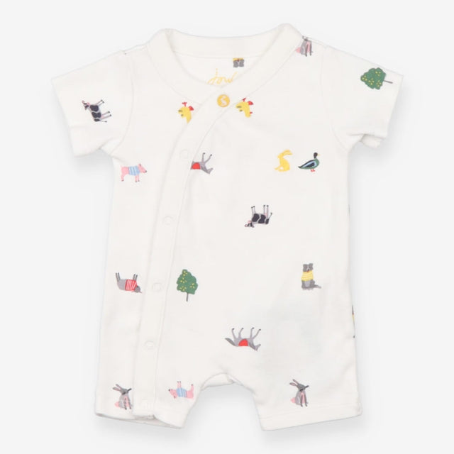 Romper white cross over animals