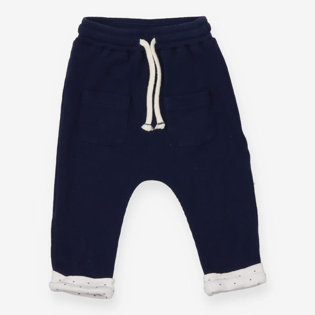 Navy ribbed joggers with pockets