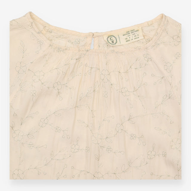 Cream Metallic Silver Floral Embroidered 3/4 Sleev