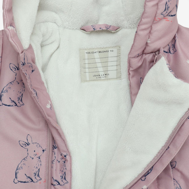 Pink fleece lined pram suit bunnies