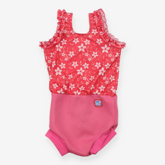 Pink floral happy nappy swimsuit