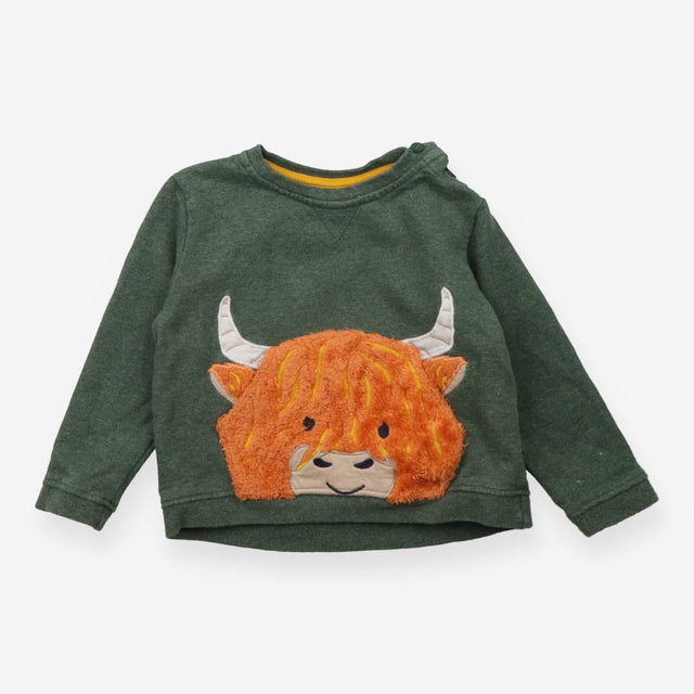 Sweatshirt Jersey Green Highland Cow Pocket