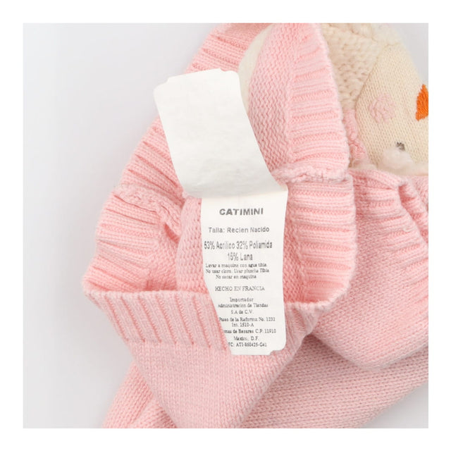 Catimini pink knit zip up cardigan with chick