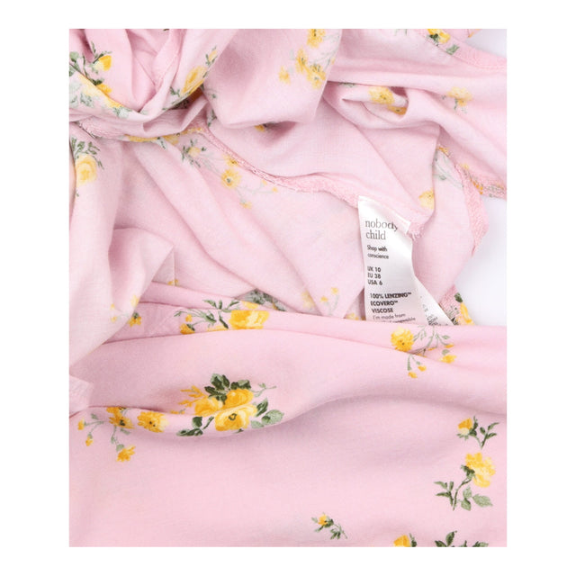 Dress V-Neck Lace Up Waist Floral Print Pink