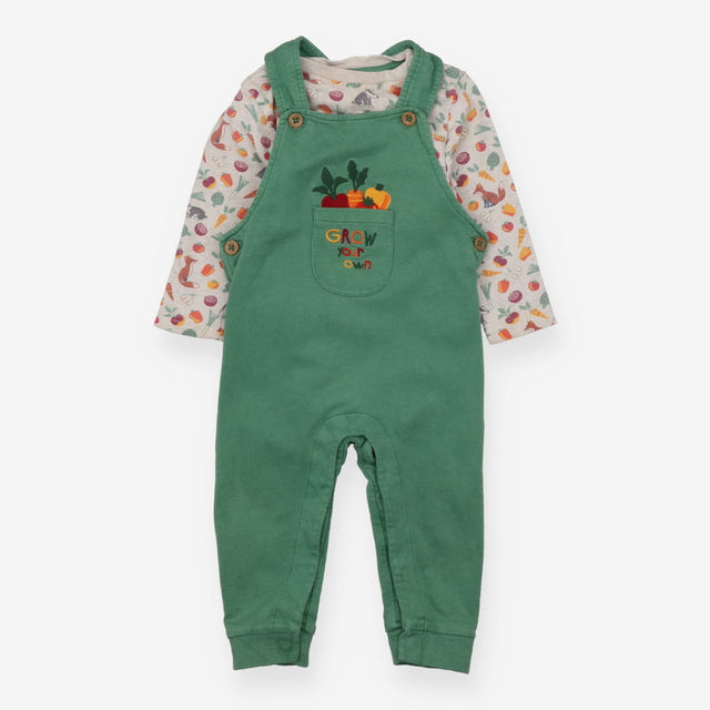 Dungarees Green Grow your own and T-shirt