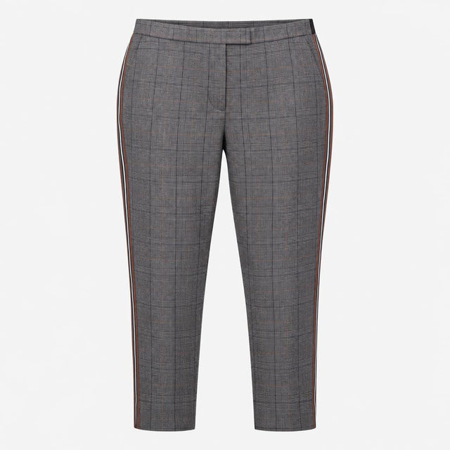 Trousers Check Side Stripe Tapered Ankle Length