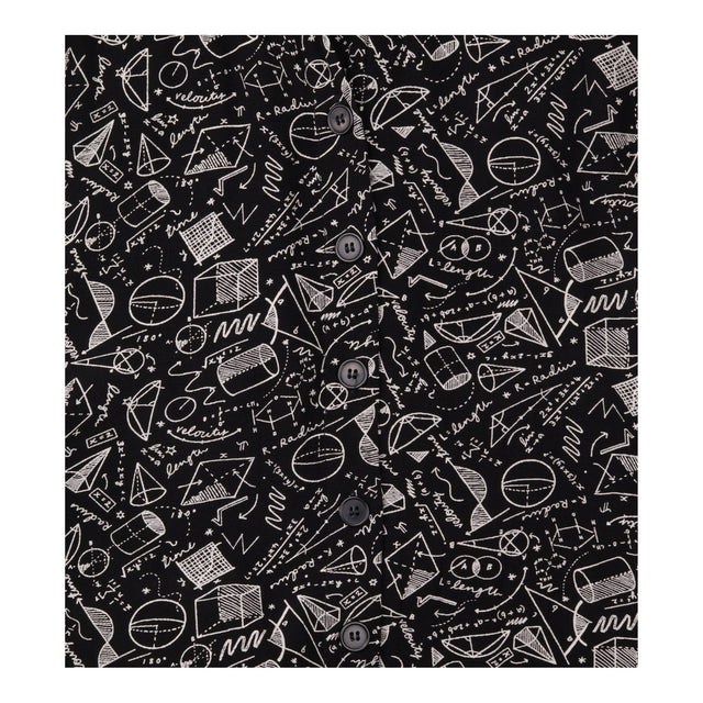 Dress Black White Abstract Print Button Front Midi