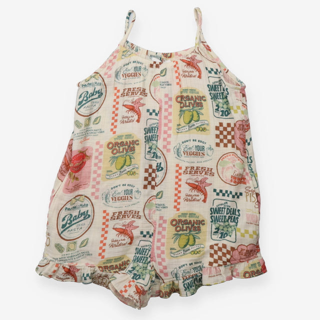 Playsuit cheesecloth market print