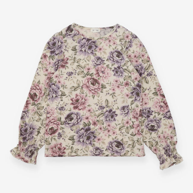T-Shirt Long Sleeve Purple/Pink Floral Frill Cuffs