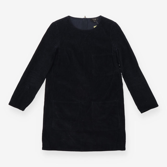 Dress Navy Blue Corduroy Long Sleeve Patch Pocket