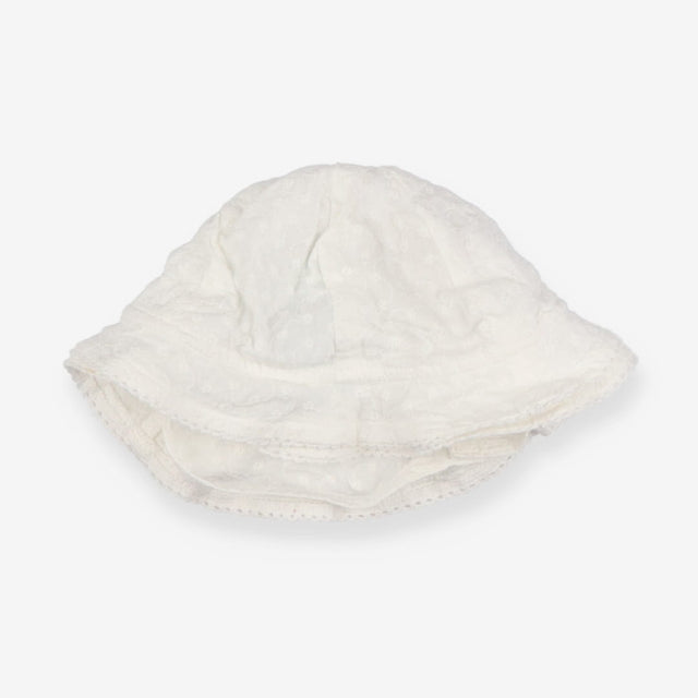 Sunhat White Frill Edge Flowers Embroidered