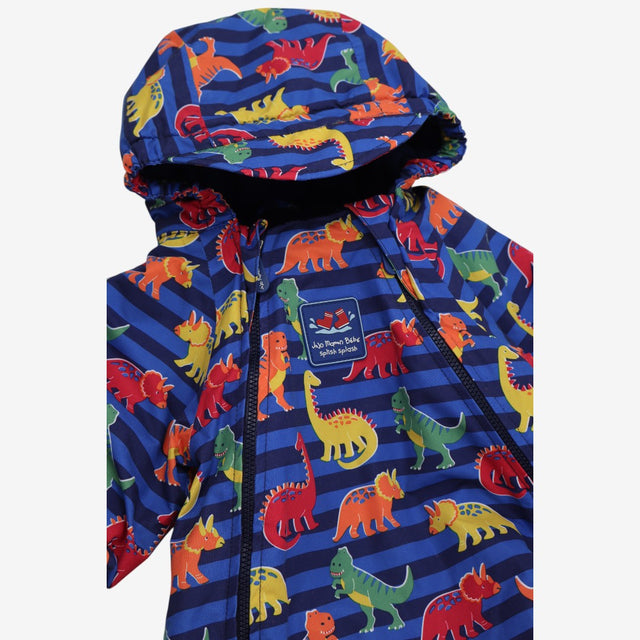 Pramsuit Blue Stripe with Bright Dinosaurs