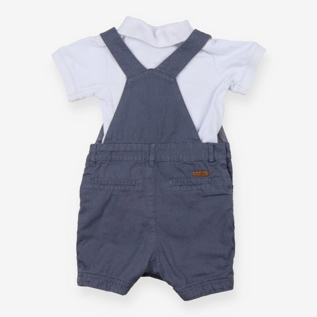 Outfit shortie dungaree blue and collared short sl