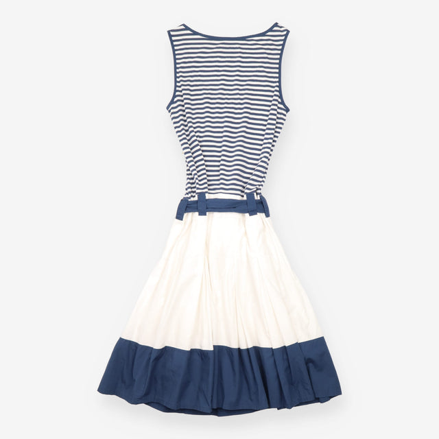 Dress Navy White Striped Cotton Jersey Belted