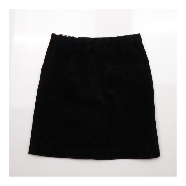 Cotton Corduroy Button Front Mini Skirt Black