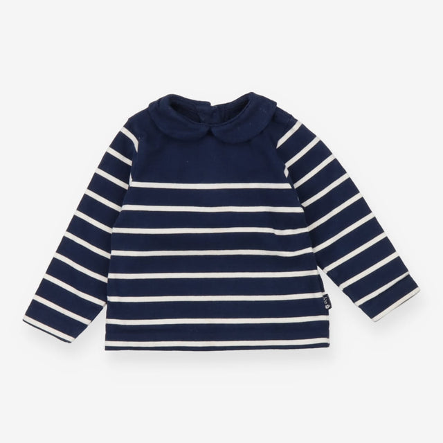 Navy Striped Collared Long Sleeve