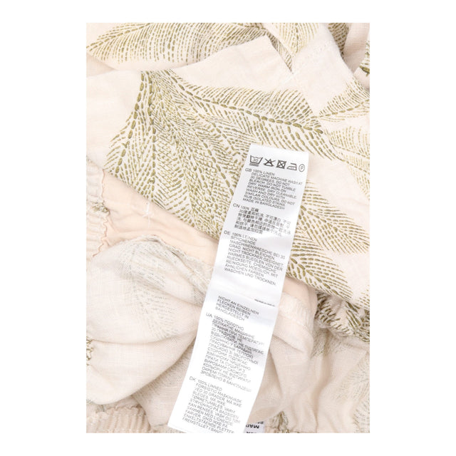 Shorts Cream Olive Palm Print Drawstring Waist