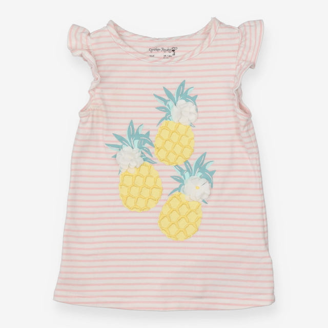 Cynthia Rowley - T-Shirt Pink Striped Pineapples