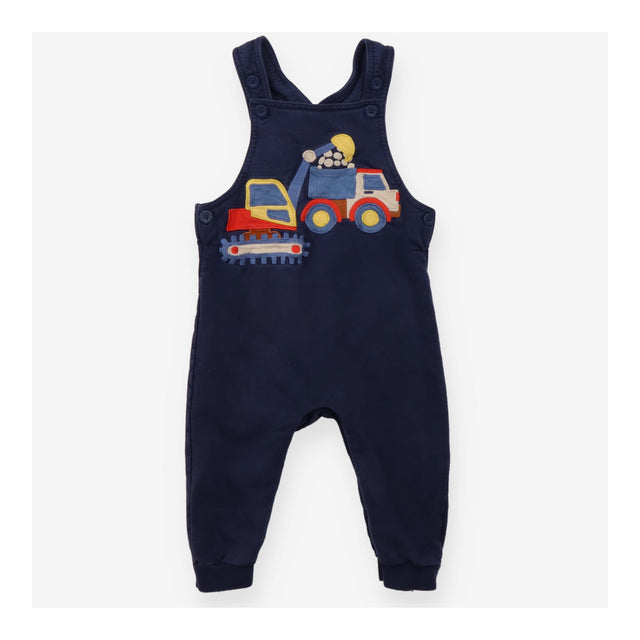Jersey Dungaree Navy with Construction Vehicles