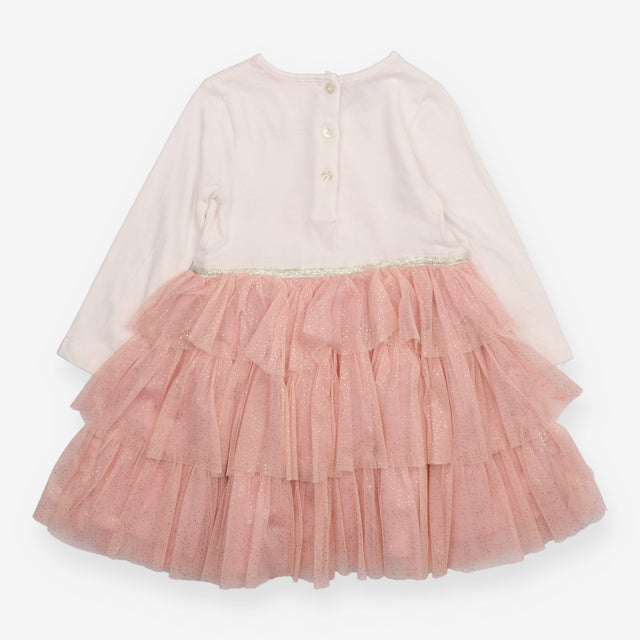 Dress pink tuille skirt cream top festive tree