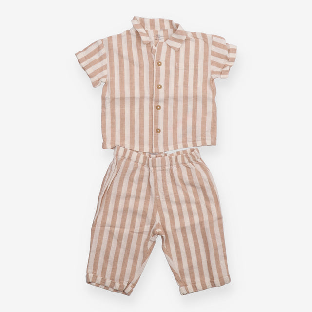 Cream Striped Baby Outfit