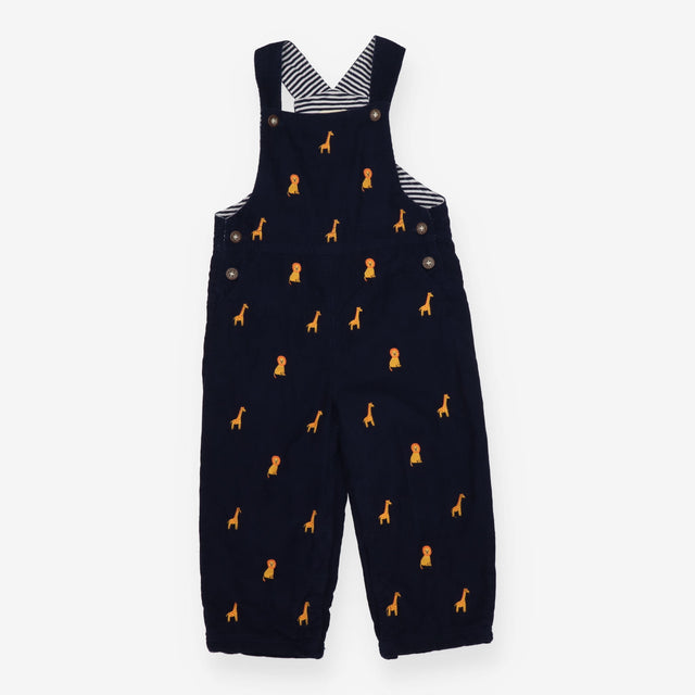 Navy Cord Lion and Giraffe Dungarees