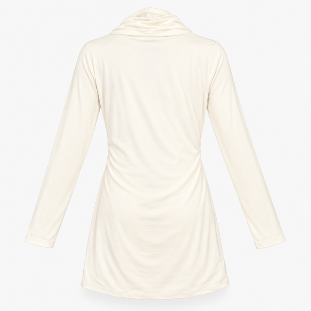 Cream Draped Long Sleeve Maternity Dress