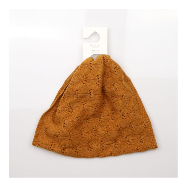 Snood Ochre Mustard Yellow Merino Wool Lace Knit S