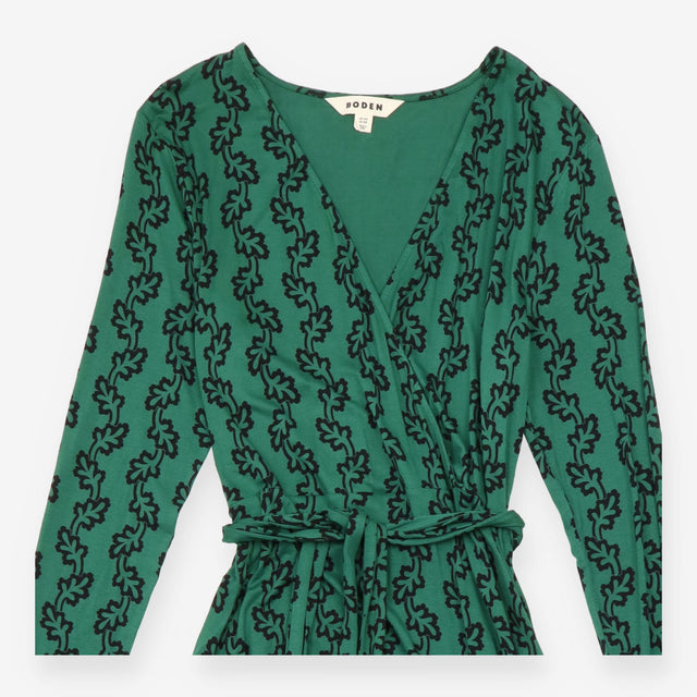 Dress Wrap Jersey Long Sleeve Green