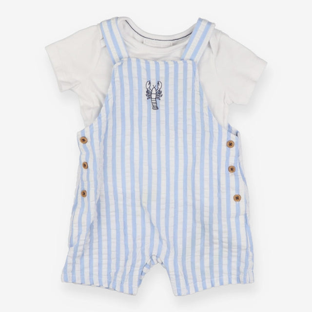 Dungarees Blue Stripe With T-Shirt - Lobster