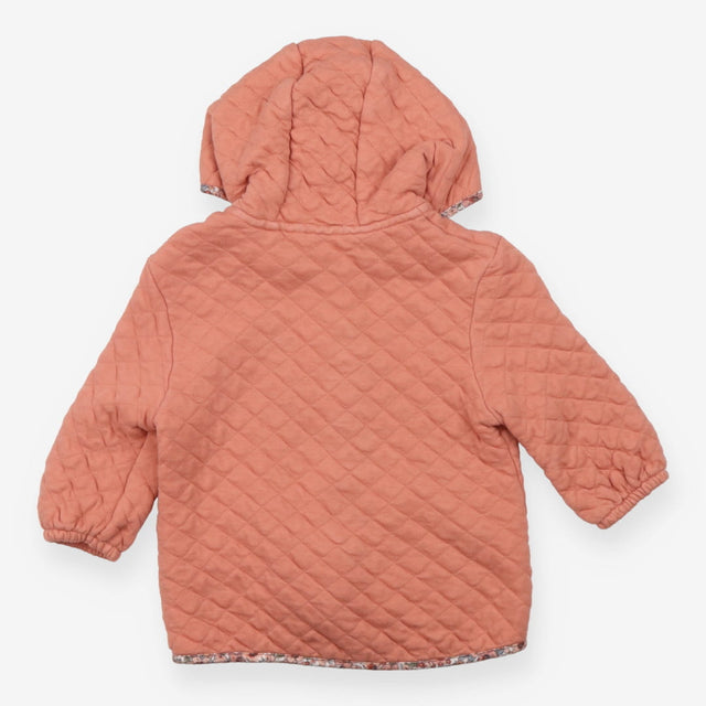 Laura Ashley Jacket Hooded Pink Quilted Floral Tri