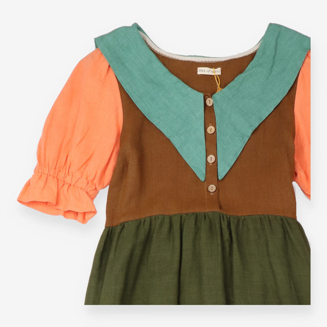 Isle of Shee 100% Linen Colorblock Statement Colla
