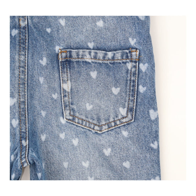 Denim dungarees with white hearts