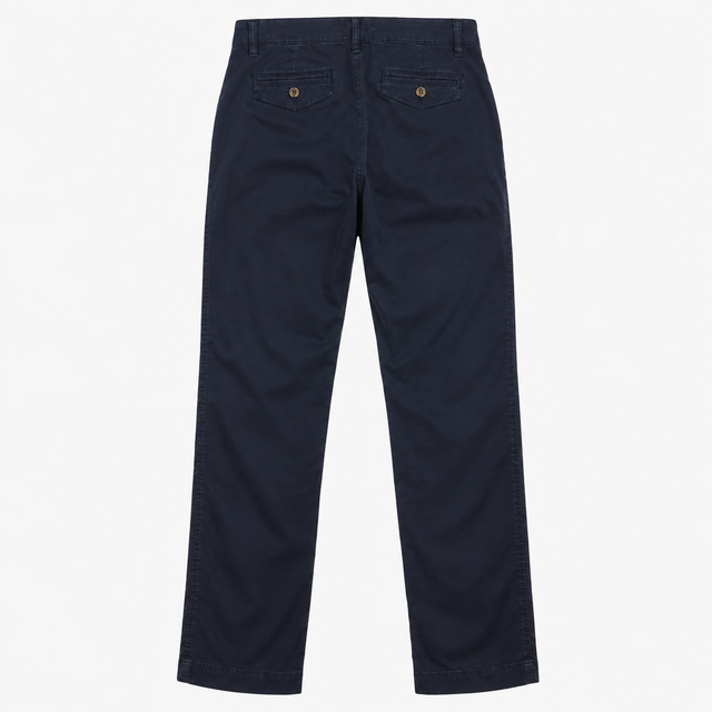 Cotton Stretch Chino Trousers Navy Blue