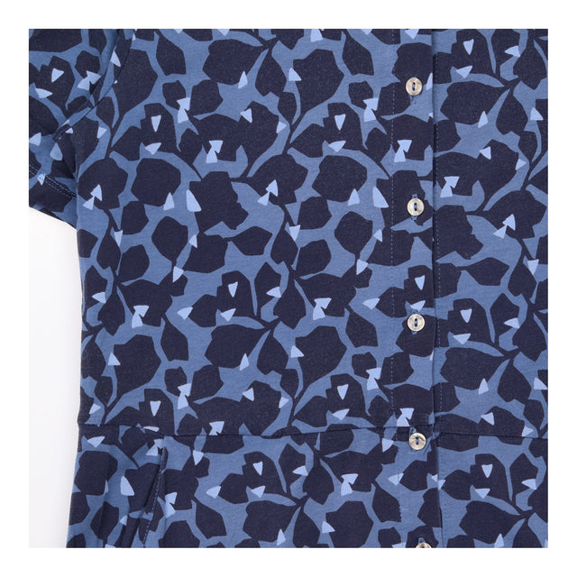Dress Shirt Button Front Blue Abstract Print