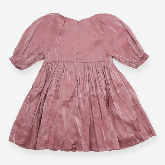 Dress dusky pink shimmer LS bow