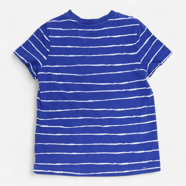 T-shirt blue with white stripes race car
