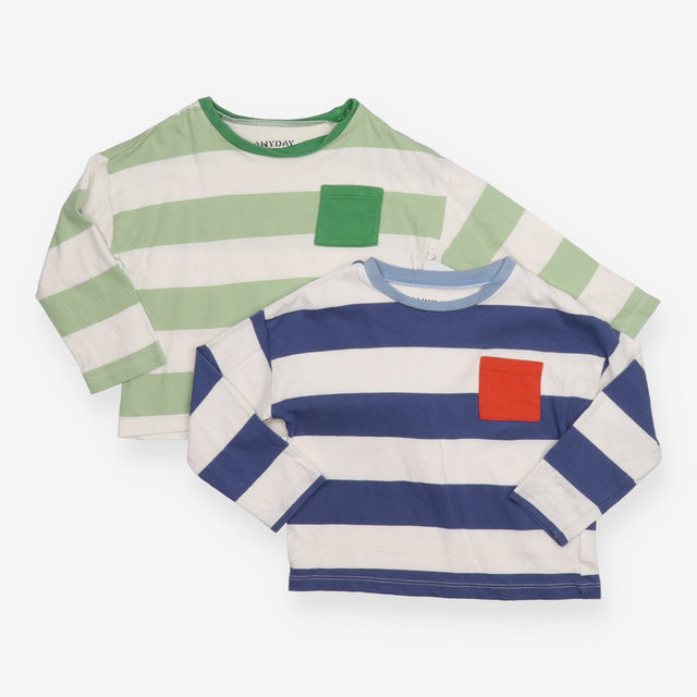 Green and Blue Striped Long Sleeves 2pc