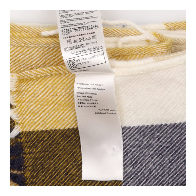 Scarf Navy Cream Mustard Check Plaid Fringed