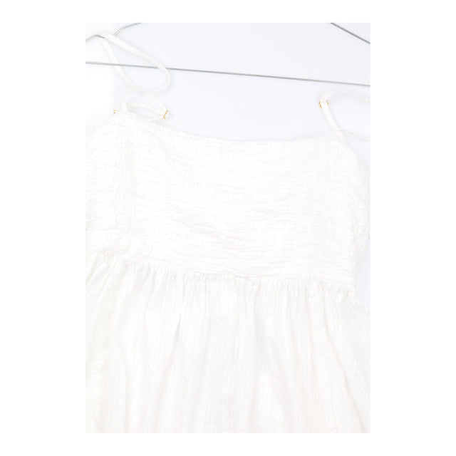 Dress Soft White Shirred Bodice Strappy Midi