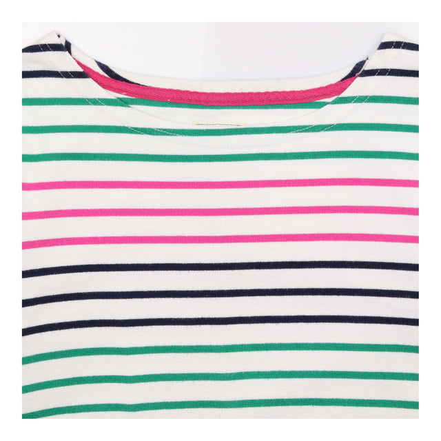 White Pink Green Navy Striped Long Sleeve Breton T