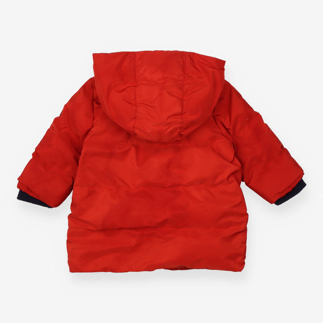 Coat red puffer hood
