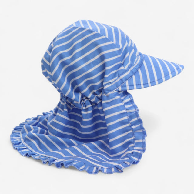 Swim hat blue stripe with frills