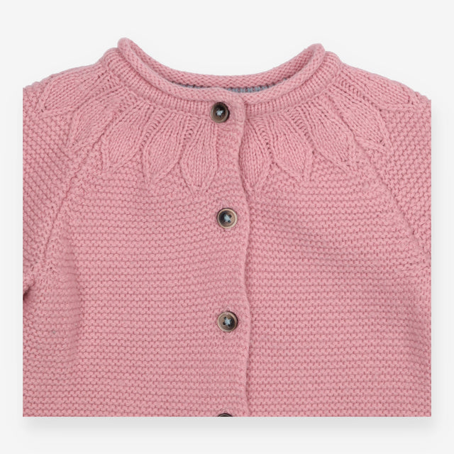Cardigan pink brown buttons fancy yolk