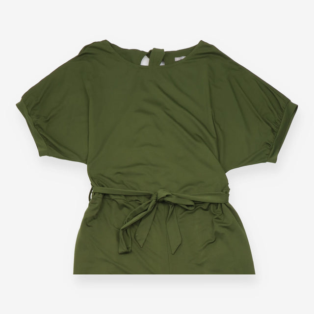 Khaki Green Wide Leg Jersey Batwing Sleeve Jumpsui