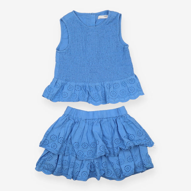 Top and Skirt Blue Layered Ruffles